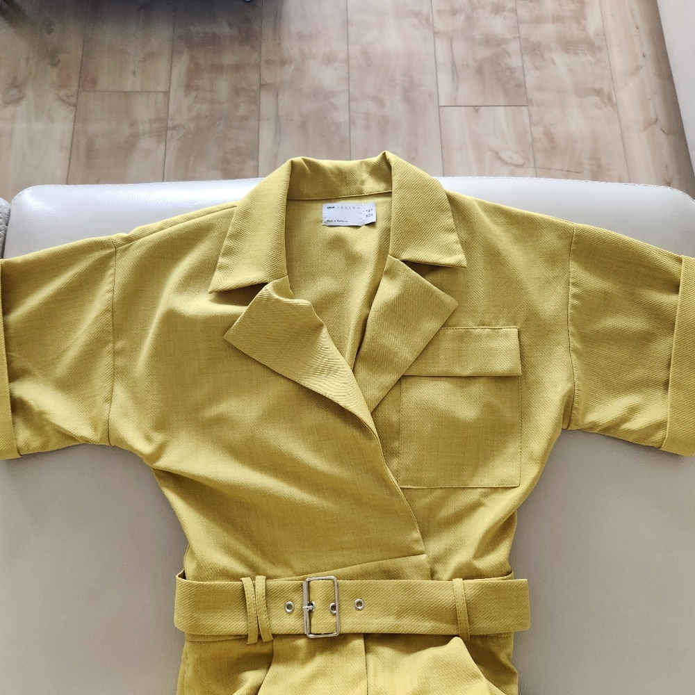 Tux belted jumpsuit in chartreuse